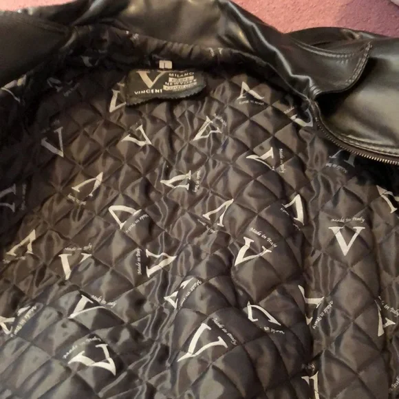 Black Faux Leather Jacket Mens Large - Picture 3 of 12